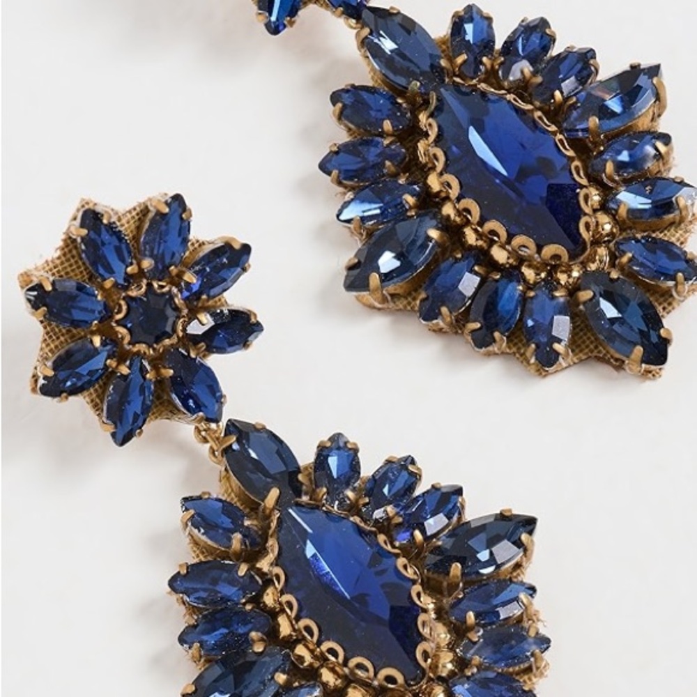 Royal Blue and Gold Floral Earrings